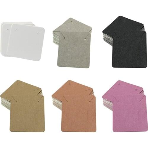 100 Pack Necklace Display Cards, Earring Holder Cards, Earring Display Cards Kraft Paper Tags for Ear Studs, 6 Colors Optional