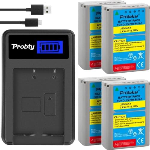 2200mAh BLN-1 BLN 1 PSBLN1 PS-BLN1 PS BLN-1 Replacement Battery + LCD USB Single Channel Charger for Olympus E-M5 OM-D E-M1 E-P5