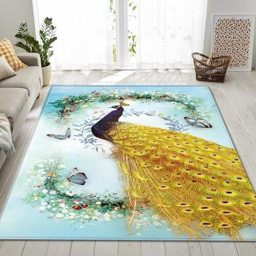 3d print Peacock Carpet Bedroom Living Room Large Carpet painting home Decorative Kids Room Parlor Floor Mat Hallway Custom