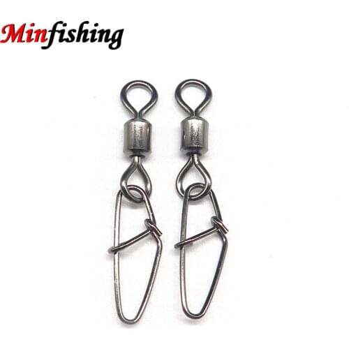 50pcs Stainless Steel Fishing Swivel Snap Rolling Barrel Swivel Hook Lure Connector Size #12～#2 River Fishing Tool