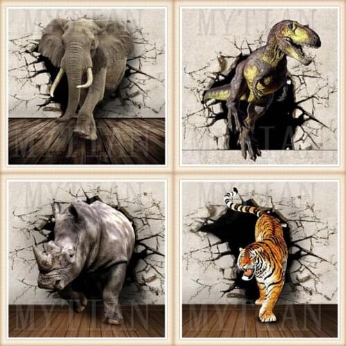 5D DIY Full Diamond Painting Animals collection,elephant, tiger, dinosaur Diamond Embroidery 3D Cross Stitch Home Decor Gift