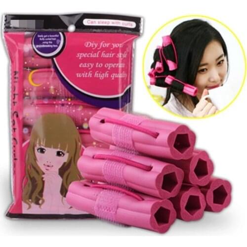 6pcs/Set Pink Soft Sponge Foam Cushion Hair Rollers Curlers Salon Barber DIY Curls Hairdressing Tool Kit DIY Home