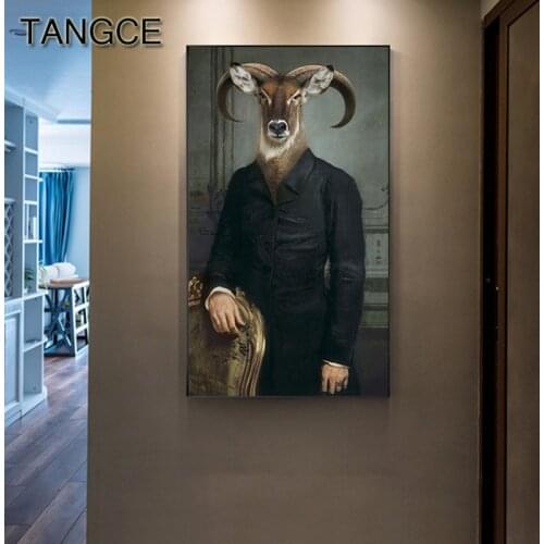 Abstract Human Face Beast Painting Creative Tableaux Big Poster Print Wall Art Picture for Living Room Cuadros Salon Decoracion