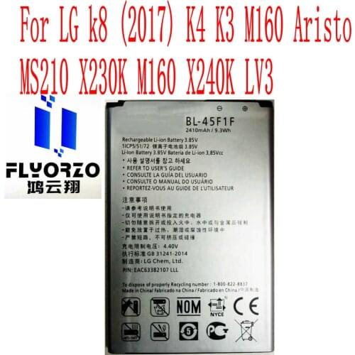 New High Quality 2410mAh/2500mAh BL-45F1F Battery For LG k8 (2017) K9 K4 K3 M160 Aristo MS210 X230K M160 X240K LV3 Mobile Phone