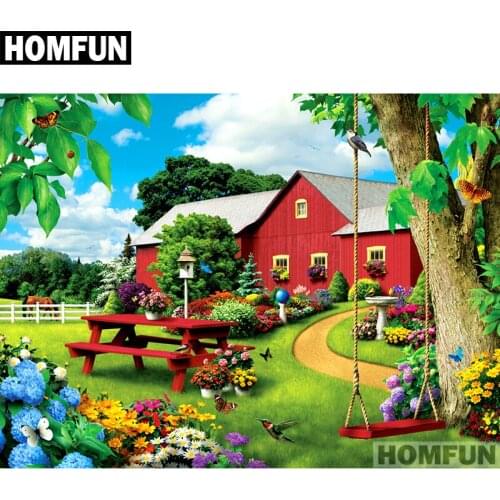 HOMFUN Full Square/Round Drill 5D DIY Diamond Painting "Garden & house" Embroidery Cross Stitch 5D Home Decor Gift A01705