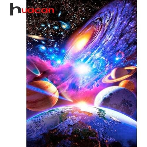 Huacan Diamond Painting Full Square Universe Scenery Diamond Embroidery Planet Cross Stitch Rhinestones Diamond Mosaic Kit Gift