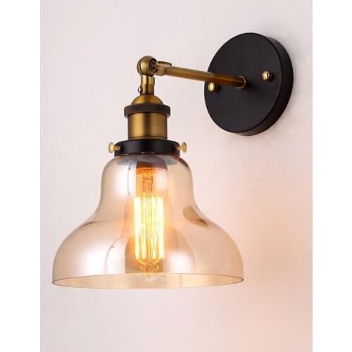American Wall Lamp Industrial Vintage Loft Style Wall Light for Bedside Wall Sconce Glass Iron Art Edison E27 Lighting Fixtures