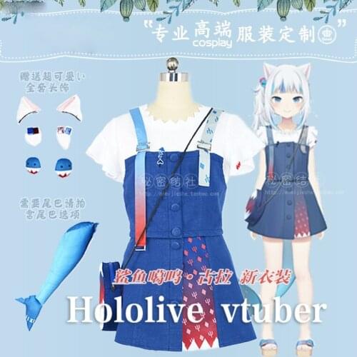 Anime! Vtuber Hololive Gawr Gura Battle Suit Lovely Uniform Cosplay Costume Halloween Party Outfit Dailydress Women 2021 NEW