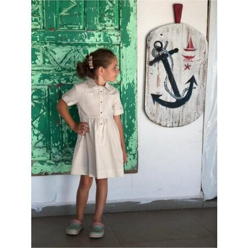 Beige Color Petit Carre Patterned Shirt Dress Short Sleeve Casual 100 Cotton White Slim Midi