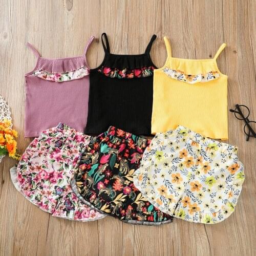 Kidswant Baby Girls Summer 2PCS Toddler Infant Girl SleevelessTops Kids Fashion Print Outfit Casual Sets Costume