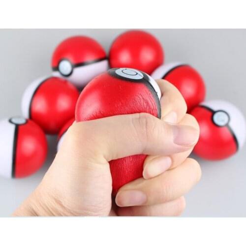 Hot sale free shipping Cheap 10pcs Cute PU foam Soft foam stress Pokemo-ball/Pokemon stress ball for promotion gift toy