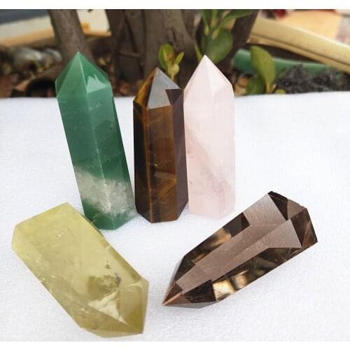 Crystal wand point natural rose quartz citrine tigers-eye Aventurine towers Healing