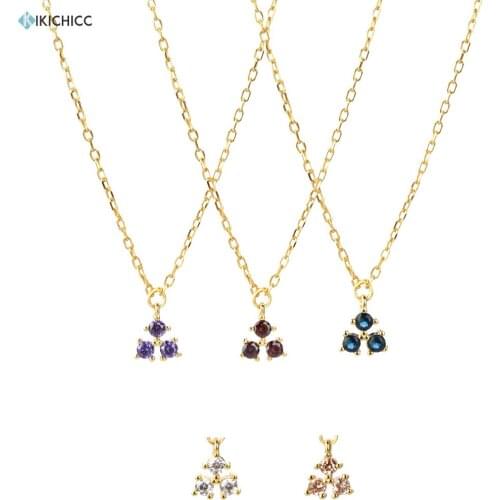 Kikichicc New 925 Sterling Silver Three Zircon Pendant Charms Necklace Women Fashion Luxury Jewelry Women Party Crystal European