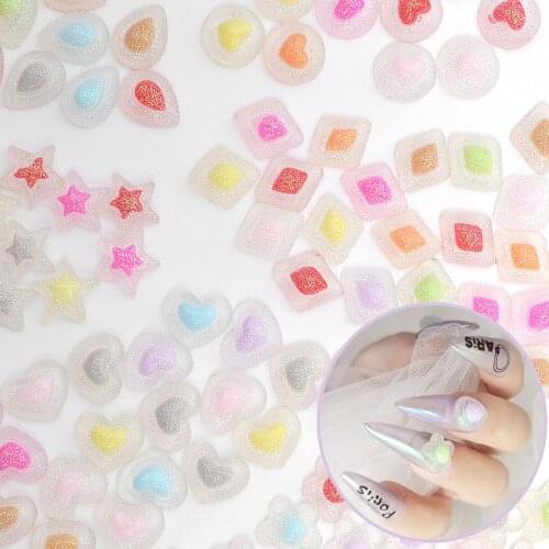 Gummy Flowers Nail Art Decorations Five-pointed Star Heart Shaped Nail Art Decoration Candy Color DIY Nail Jewelry