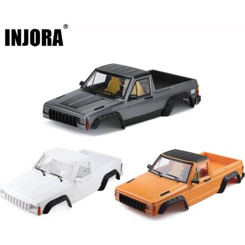 INJORA Yellow \ White 313mm Wheelbase Pickup Truck Body Shell Kit for 1/10 RC Crawler Car Axial SCX10 & SCX10 II 90046