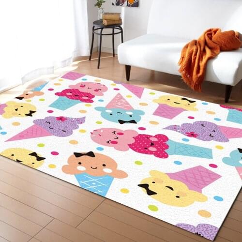 Colorful Cartoon Ice Cream Carpet Bedroom Room Bedside Blanket Rug for Living Room Cloakroom Carpet Bedroom Decor