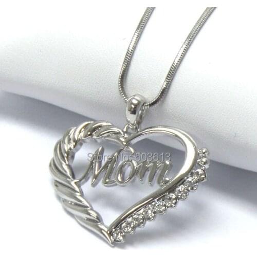 One piece fashion alloy rhinestone "MOm" heart pendant necklace mothers day good gift xy160