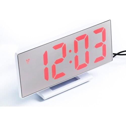 Fashion LED Digital Alarm Clock Mirror Multifunction Snooze Display Time Night Desktop Gift