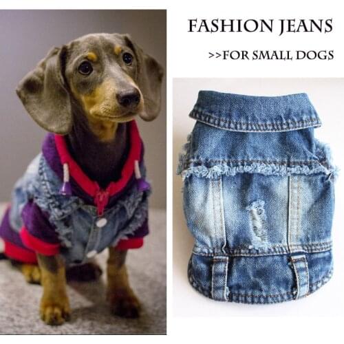 New Design Pet Dog Vest Puppy Cat Jeans Coat Denim Clothes For Small Dogs Teddy Chihuahua Costumes 20E