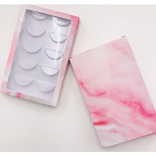 Wholesale customazition lashes packing 5 pairs lashes boxes pink marble eyelashes box