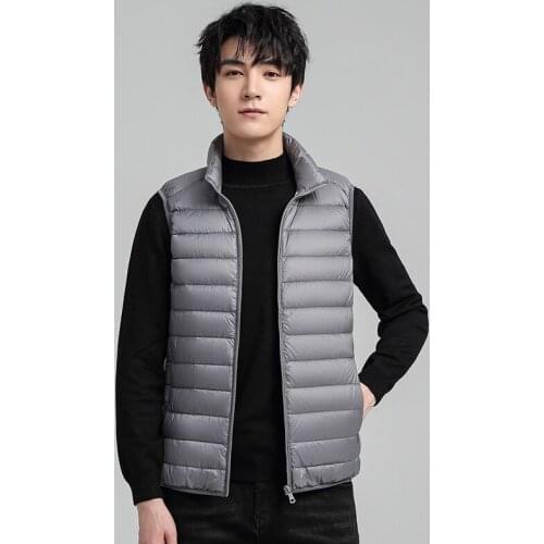 2021 Winter New Down Jacket Mens Vest Fashion Stand-Up Collar Waistcoat Lightweight Down Vest Mens Jacket