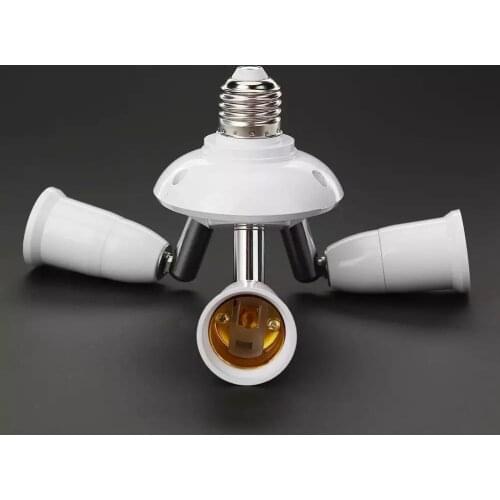 Adjustable E27 Splitter 3 Heads Lamp Base Led Light Bulb Holder Adapter Converter Socket