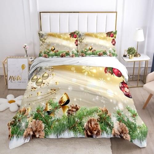Luxury Bedding Sets Queen Size Cartoon Kids Duvet Cover Set with Pillowcase Red Christmas Comforter New Year Gift
