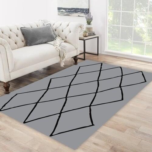 Grey black carpet black line shape quadrangle patterned carpet modern carpet living room carpet free shipping soft