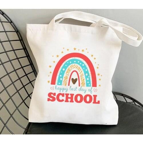 Shopper Teacher Last Day Of School Printed Tote Bag women Harajuku shopper handbag girl Shoulder shopping bag Lady Canvas Bag