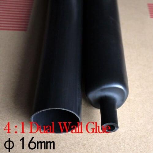 1M 16mm Diameter PE 4:1 Ratio Heat Shrinking Tube Adhesive Lined Dual Wall With Thick Glue Wire Wrap Waterproof Kit Cable Sleeve