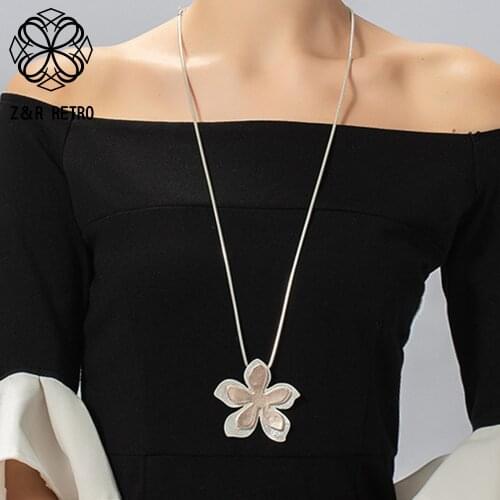 Vintage Long Chains Flower Collar Necklace Decorative Jewelry for Women Suspension Korean Thing Pendants Gothic Accessories 2021