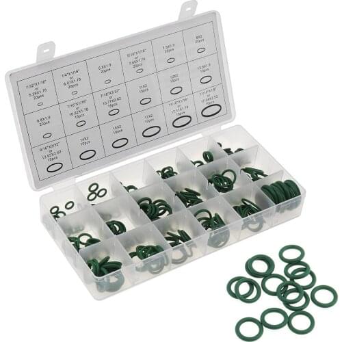 High Temperature 270PC Rubber O-ring Green Gasket Assortment Kit Seals Automotive Air Conditioning Refrigerant