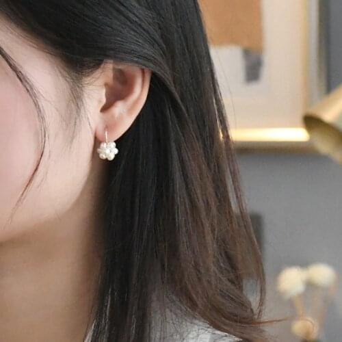 ASHIQI Fashion 925 Sterling Silver Earrings for Women Natural Freshwater Pearl Jewelry Woven Ball Gifts