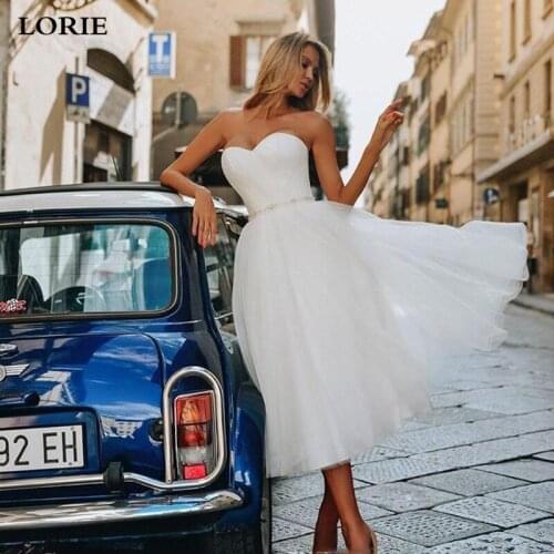 LORIE Princess Wedding Dress A Line Knee Length Sweetheart Short Bridal Gowns Vestidos de novia Boho Wedding Gown