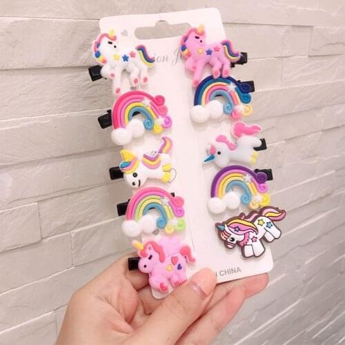 10PCS/Set New Cute Colorful Cartoon Unicorn Hairpins for Girls Headband Sweet Hair Clips Barrettes Kids Fashion Hair Accessories