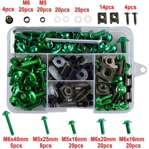 177PCS/Set CNC Alloy M6 M5 Fairing Bolts Kit Bodywork Screws Nut For Motorcycle 6 colors F19A