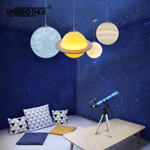3D moon star pendant lamps lights Mercury Mars Jupiter Earth Venus Sun Neptune Saturn Hanging lamps Milky Way home