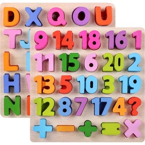 Alphabet ABC Numbers Wooden Puzzles Lacing Beads Game Baby Early Education Toy Gift for Children Learning Developing Toys
