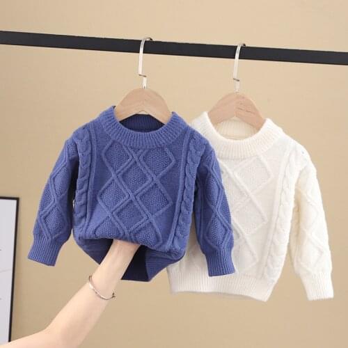 Baby clothes autumn and winter warm childrens sweater 0-5Y knitted sweater boys and girls solid color sweater knit sweater