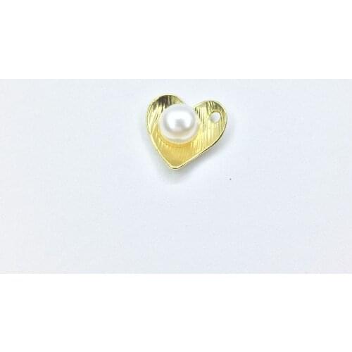 Eruifa 10pcs 12mm Hot sell Pearl Heart Brass Charms Pendant necklace,earring jewelry DIY handmade Gold Lead/Nickle Free