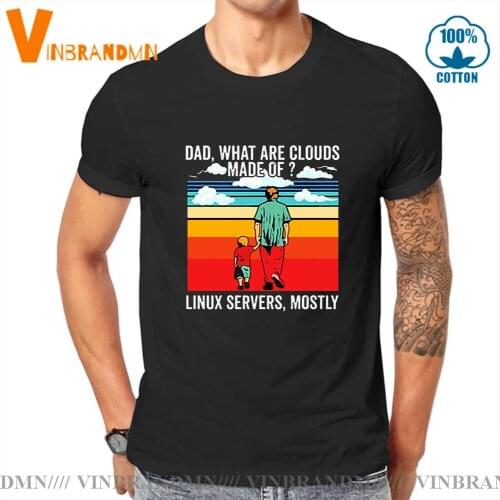 Linux servers Mostly Cloud T Shirt man Summer Men O Neck Cotton Computer Programmer Tshirt Funny Coding Coder T-shirt
