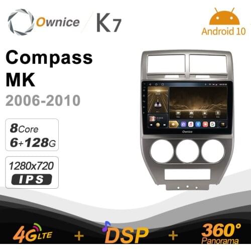 K7 Ownice 6G Ram 128G Rom Android 10.0 Car radio setero for Jeep Compass MK 2006 - 2010 Auto Audio 360 Panorama Optical 5G Wifi