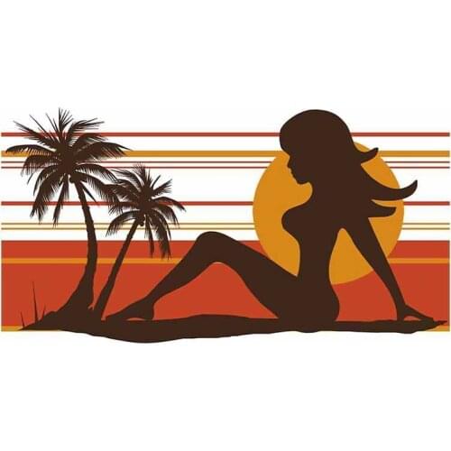 Beautiful Car Stickers Silhouette of Hawaii Beach Trunk Waterproof Camper Motorcycle Anime Decal