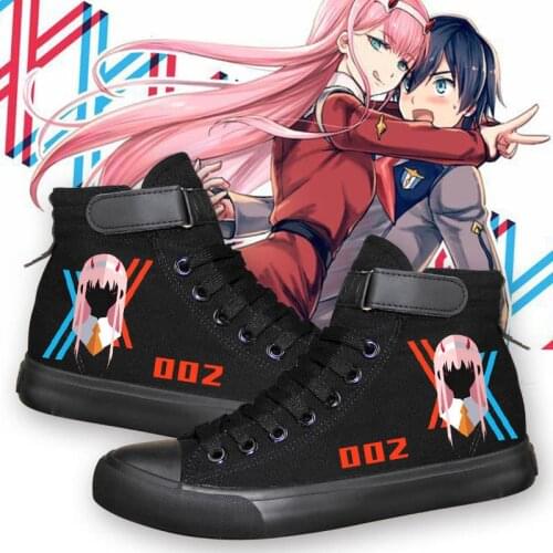 Zero Two Shoes Anime Cosplay Darling In The Franxx High-Top Canvas Casual Breathable Leisure Unisex Sport Sneakers Vulcanize