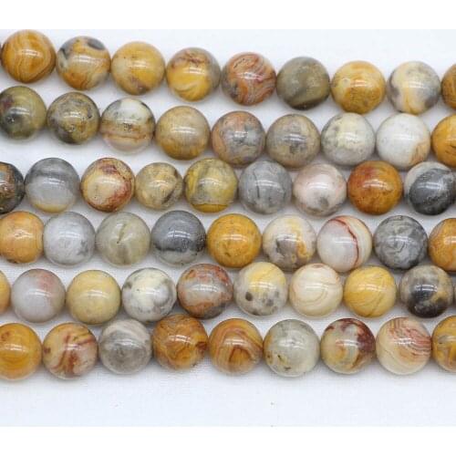 4 6 8 10 12 mm Natural Stone Brown Crazy Agates Round Bead Loose Beads For DIY Jewellry Making Findings Accessories Supplies