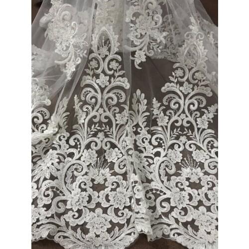 Fashion beaded french tulle lace fabric S-11825 nice looking african embroidered tull lace fabric