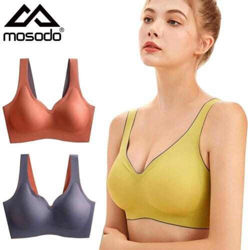 Mosodo 3Pcs Latex Bra Women Color Matching Seamless Gathered Sexy Vest Underwear Without Steel Ring Soft Comfortable Bar