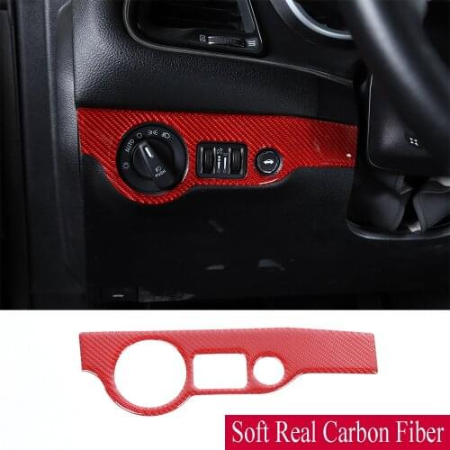 Soft Real Carbon Fiber Headlight Switch Trim Fit ForDodge Challenger 2015+ Charger 2010
