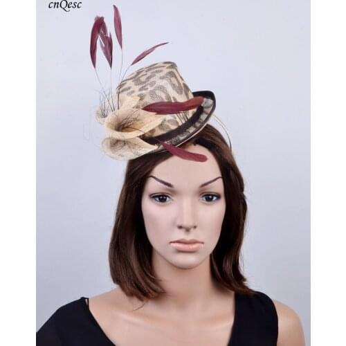 NEW Wholesale Elegant 6 colour Leopard Sinamay Fascinator Mini Hat for Kentucky Derby,Ascot Races,Melbourne,Wedding,Party