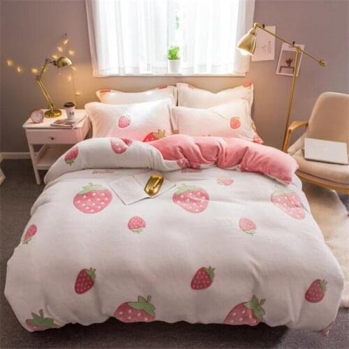New autumn and winter thickened snow flannel double-sided flannel four-piece 1.5m 1.8m quilt set of coral pile bed products